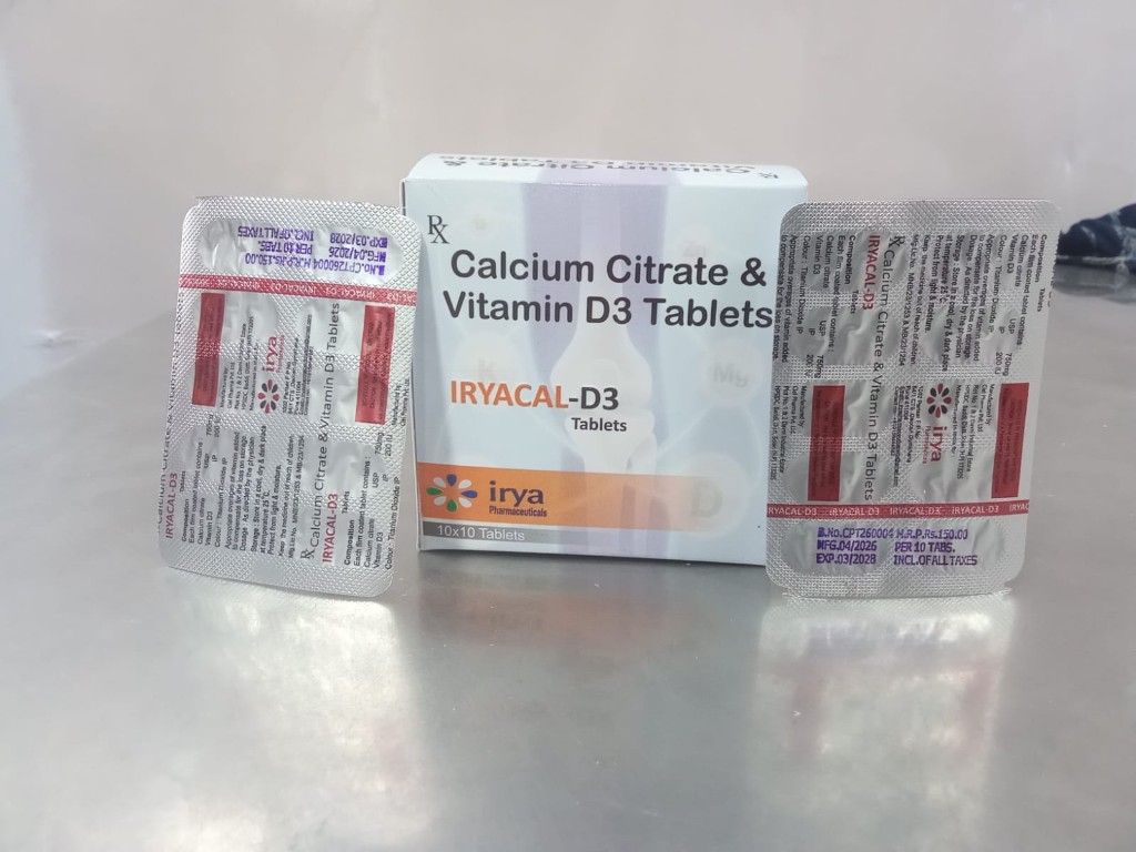 IRYACAL-D3 Calcium Citrate and Vitamin D3 Tablets packaging